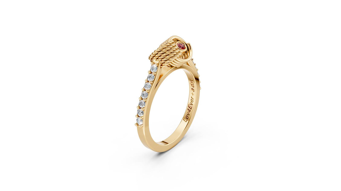Love Knot Ring with Birthstones and Diamond